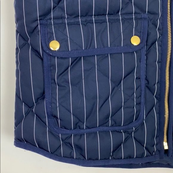 J.Crew S Puffer Vest Stripes Pinstripe Navy White - Picture 9 of 15